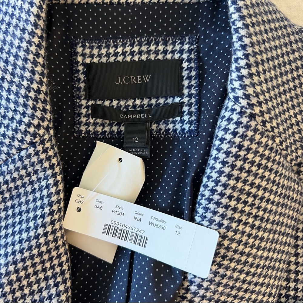 NWT J.Crew Blue and White Campbell Blazer - Picture 9 of 11